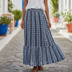 Embroidered Black and White Maxi Skirt by King’s Road